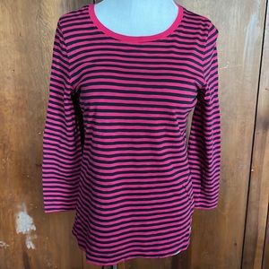Vineyard Vines Pink and Black Striped Long Sleeve Tee